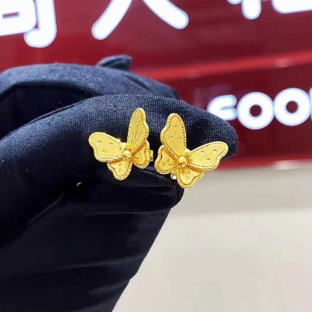 Luxury 24K 9999 Pure Gold real gold Flower and Moon Festival Butterfly Necklace Pendant Womens All-match Clavicle Chain H260324 - view 4