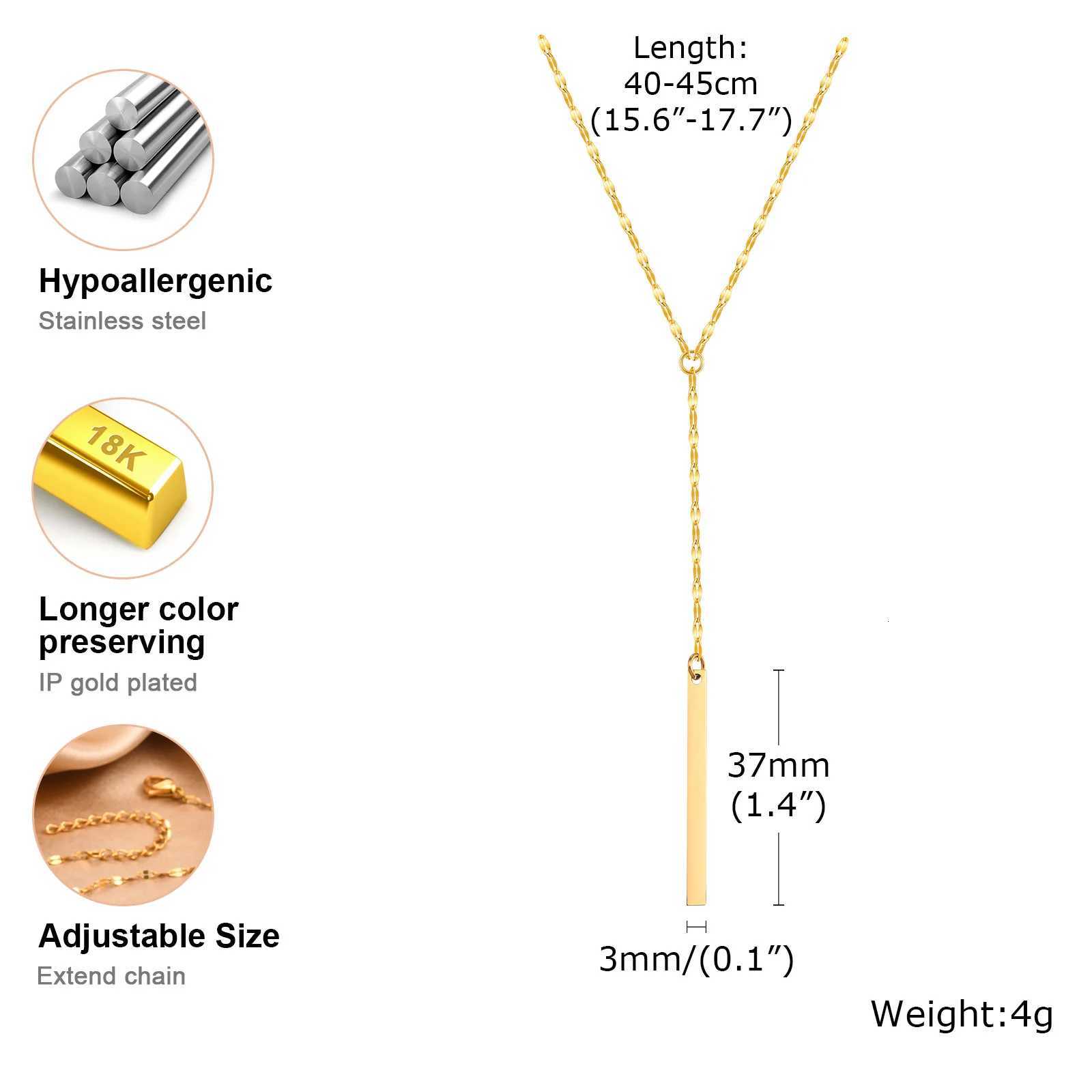 Drop Y Lariat Necklace with Bar Pendant Stainless Steel Long Chain Womens Necklaces Trendy H260324 - view 4
