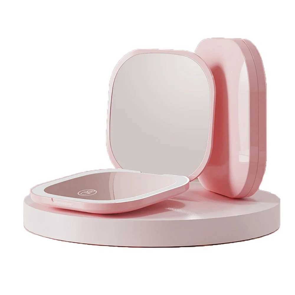 Mini LED Pocket Mirror Compact Lighted Makeup Mirror Portable Magnifying Foldable with Light Small Portable Cosmetic Mirror H260324