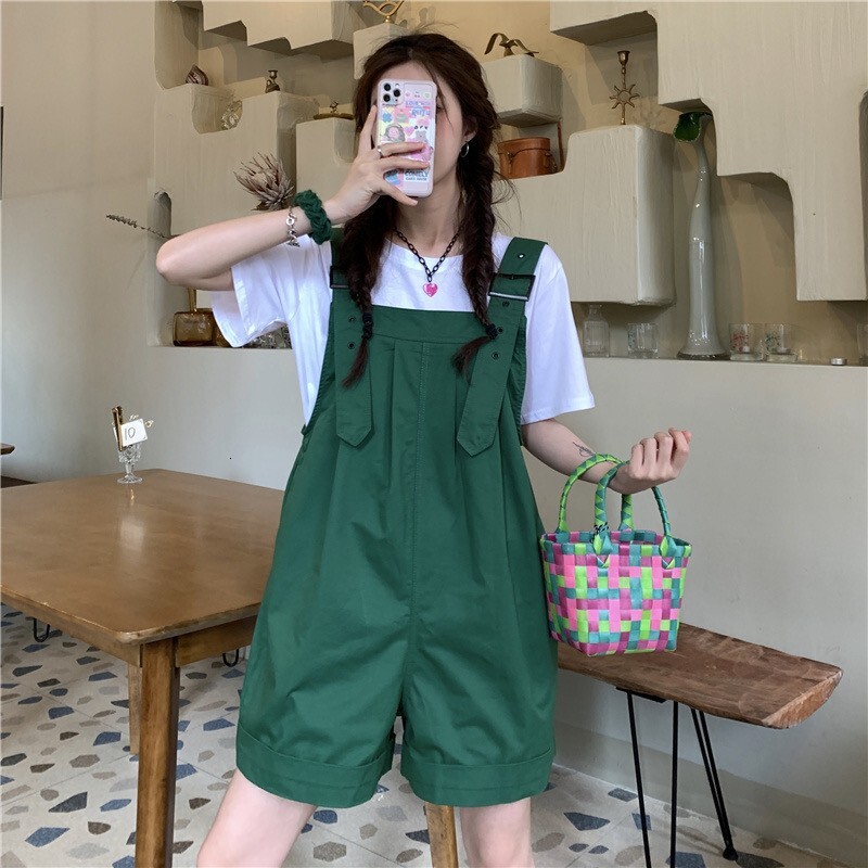 Designer Pants Women's Cotton Overalls New Style For Petite Women Summer Thin Loose Strap Vintage Casual Wide-leg Shorts