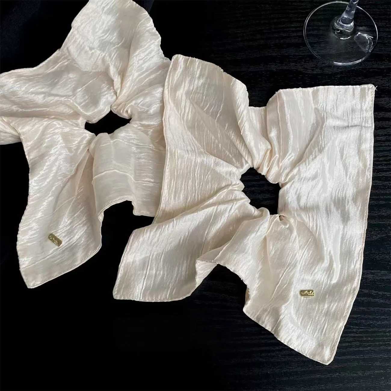 1PC Fashionable Elegant Champagne Gold Hair Scrunchie Scarf - High-end Simple Daily New Style Hair Tie for Ponytail H260324