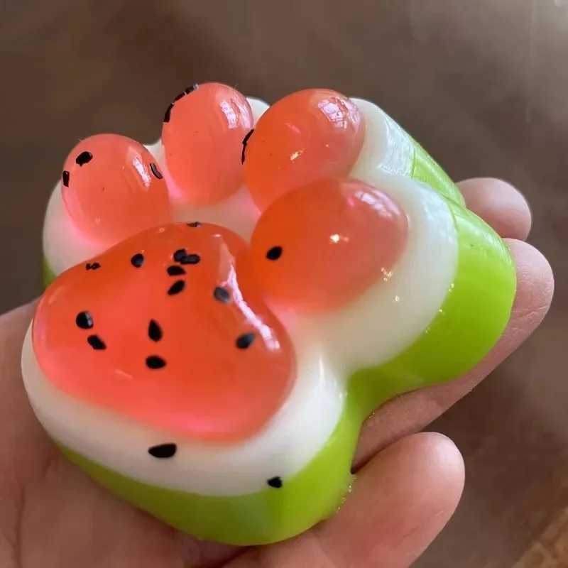 Watermelon Cat Paw Squeeze Pinch Slow Rebound Realistic Paw Design Fun Suitable for Valentines Day/birthday Gifts H260324