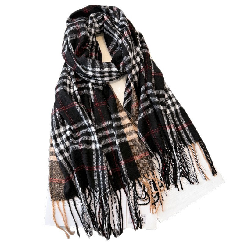 Classic Wool-like Checkered Warm Shawl Scarf Designer Scarf Outdoor Sports Warm Shawl Fashionable And Elegant Combination