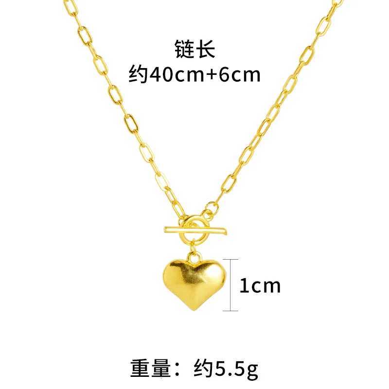 Luxury 24K 9999 Pure Gold real gold Womens Peach Heart Pendant Necklace H260324 - view 5