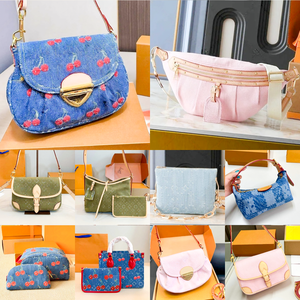 10A Takashi Murakami Cherry denim Designer Shoulder bag Womens Luxury handbag sunset vibe NANO SP Clutch Bags hobo boston shop flap tote vanity Crossbody Bag Purses