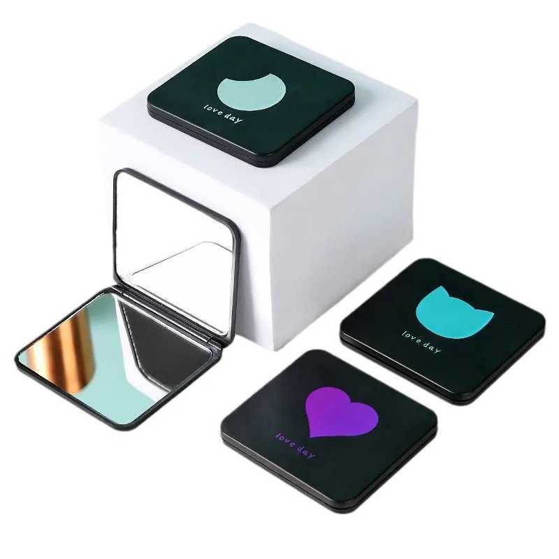 Mini makeup mirror portable small mirror for girls cute folding double-sided mirror student hand-held makeup mirror H260324