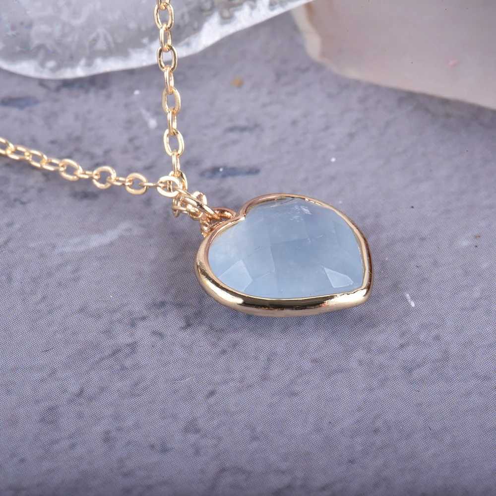 ITSMOS Natural Aquamarine Heart Pendant Necklace Aquamarine Faceted Gemstone Necklace for Women Girl Handmade Jewelry H260324 - view 7