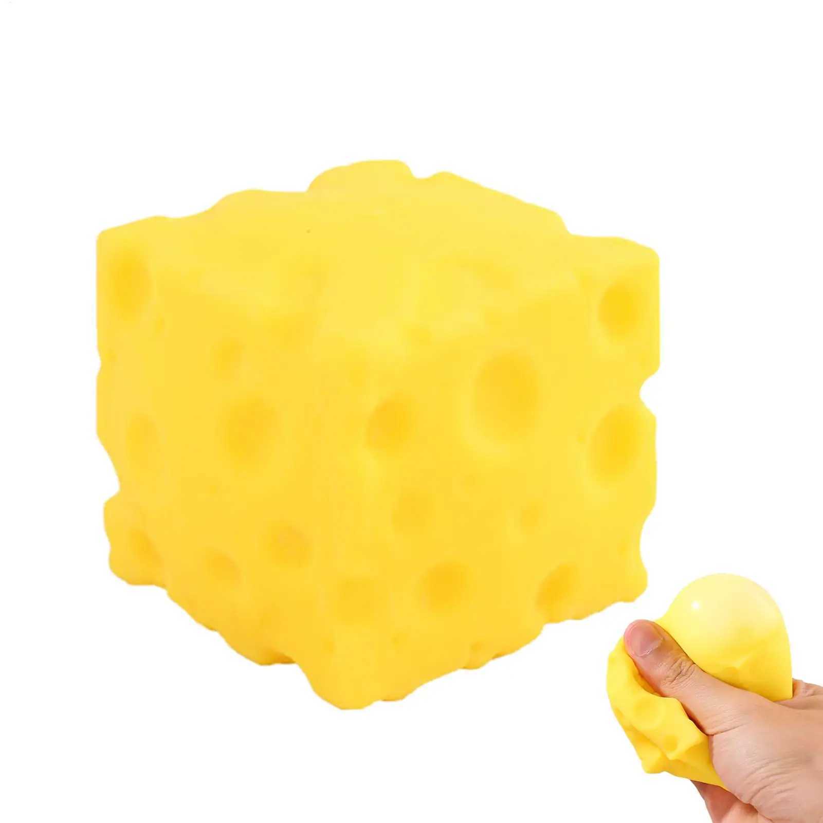 Cheese Stress Toy Cheese Cube Stress Relief Fidget Soft Novelty Rebounding Toy for Kids Adults Students Workers Home School H260324