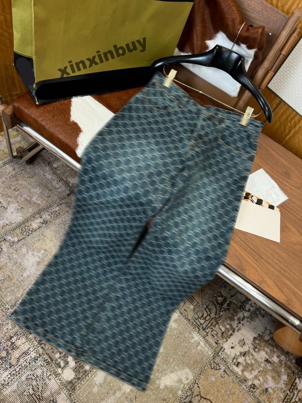 xinxinbuy Men women designer jeans pant Double letter jacquard fabric denim Skateboard pocket washed denim sets SUIT Casual pants blue M-3XL