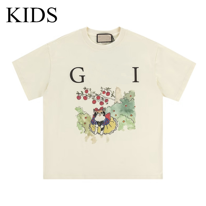 Boys designer gg shirts Kids luxury brand casual Zoo Series print T shirt Girls breathable Crew Neck Tees summer pure Cotton cartoon animals letter Short Sleeve w