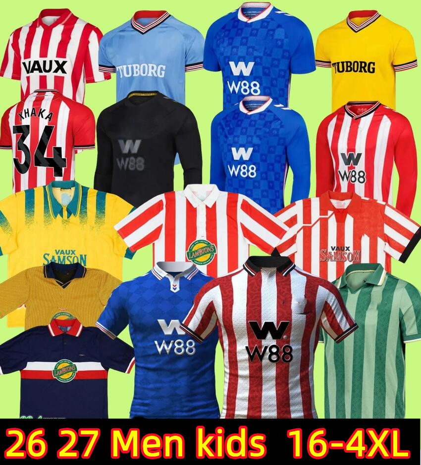 3XL 4XL 26 27 sunderland Soccer JerseyS Home away third 2026 RED BLACK KIDS s STEWART SIMMS ROBERTS AMAD CLARKE Diarra 19 EMBLETON E NIEN Football Shirt SEWS PROMOTED