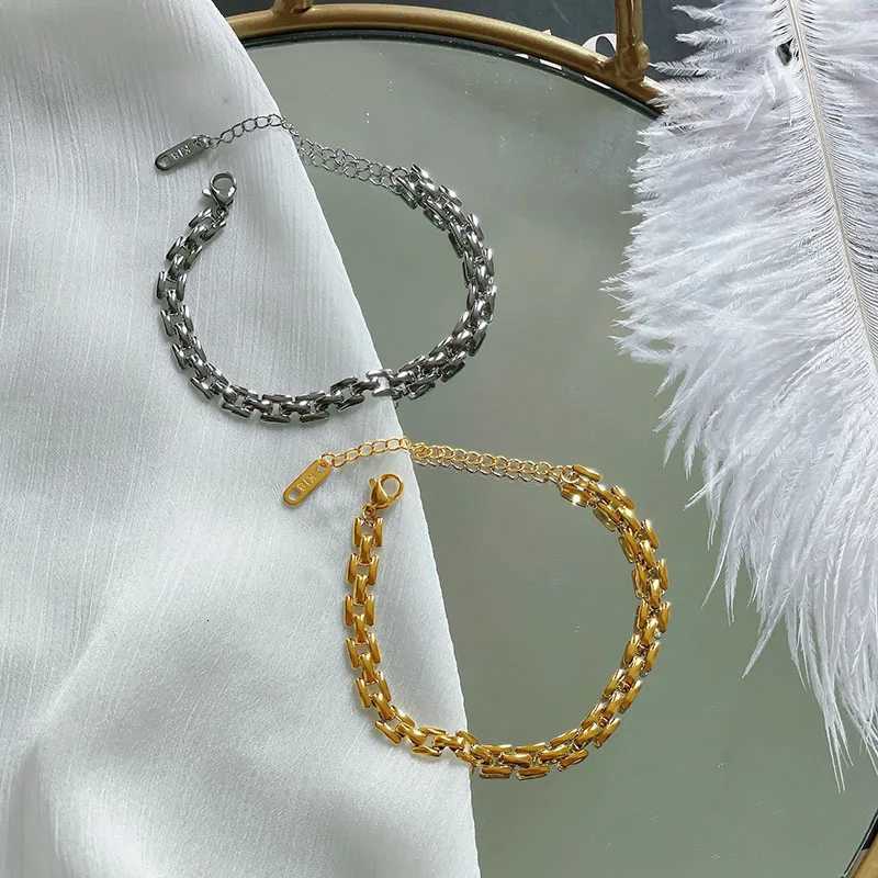 Square Link Watch Band Chain Style Cool Classic Minimalist Stainless Steel Gold Plated Fashion Jewelry Gifts For Women H260323 - view 5