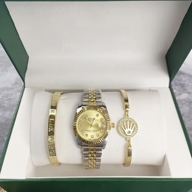 3-piece set of 5-piece watch luxury designer high-quality women's pink dial hollow strap fashionable gold bracelet quartz watch student women's watch Reloj Mujer 7a1