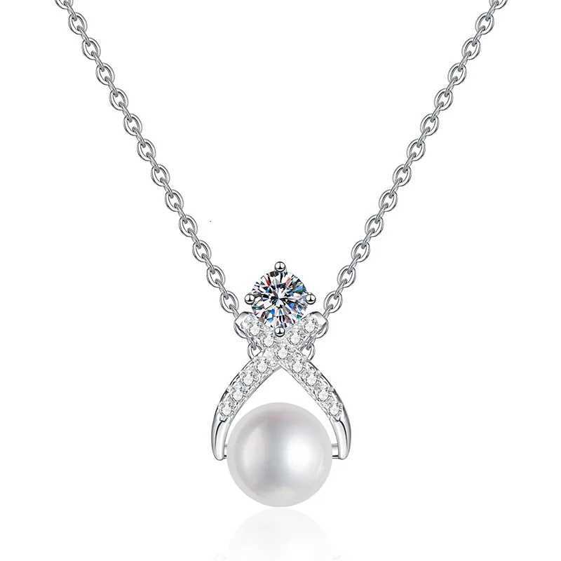 Mozambique Stone Necklace Natural Freshwater Pearl Cross Princess Pendant Platinum PT95018k Gold Light Luxury Necklace H260324 - view 6