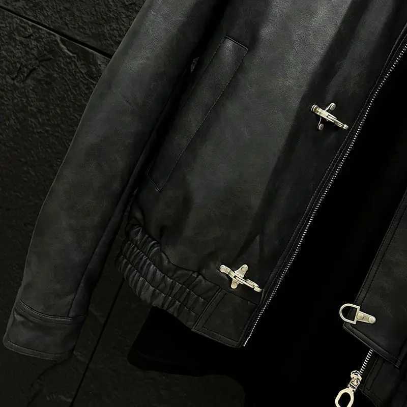 This New Autumn Trendy American Retro Jacket for Men with A High-end Motorcycle Feel and Airplane Buttons Is Stylish and Cool C260325