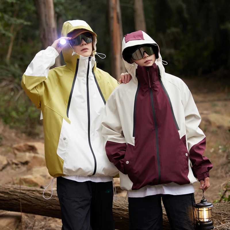 CHRLCK Mens Waterproof Hiking s Windproof Splicing Windbreakers Women Breathable Fishing Camping Trekking Unisex a05 M260325