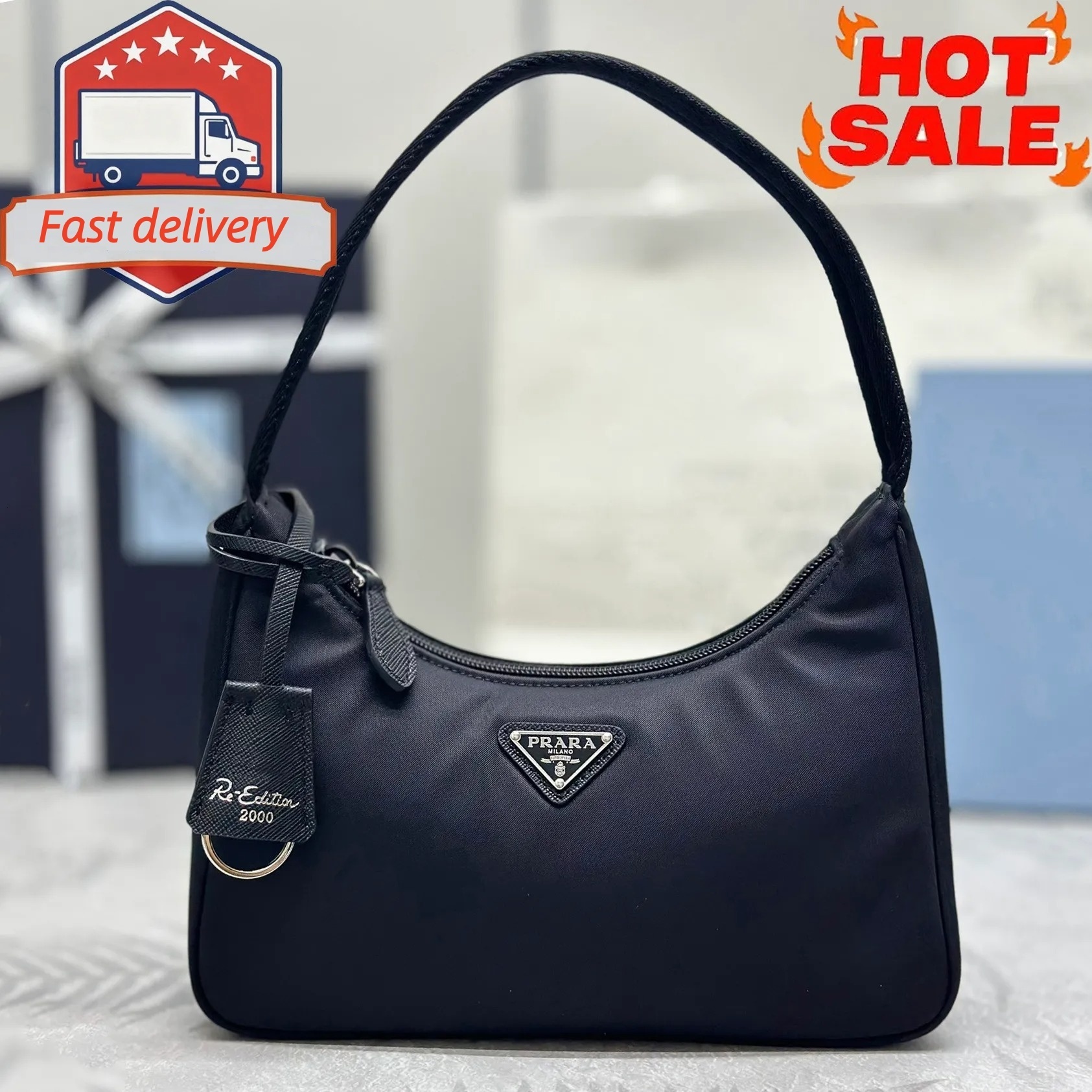 Designer Bag triangles Shoulder Bag Luxury Bag Re-Edition 2000 Hobo Bag Silver Buckle Triangular Emblem Handbag Mini Nylon Crossbody Bag Classic Black Wallet