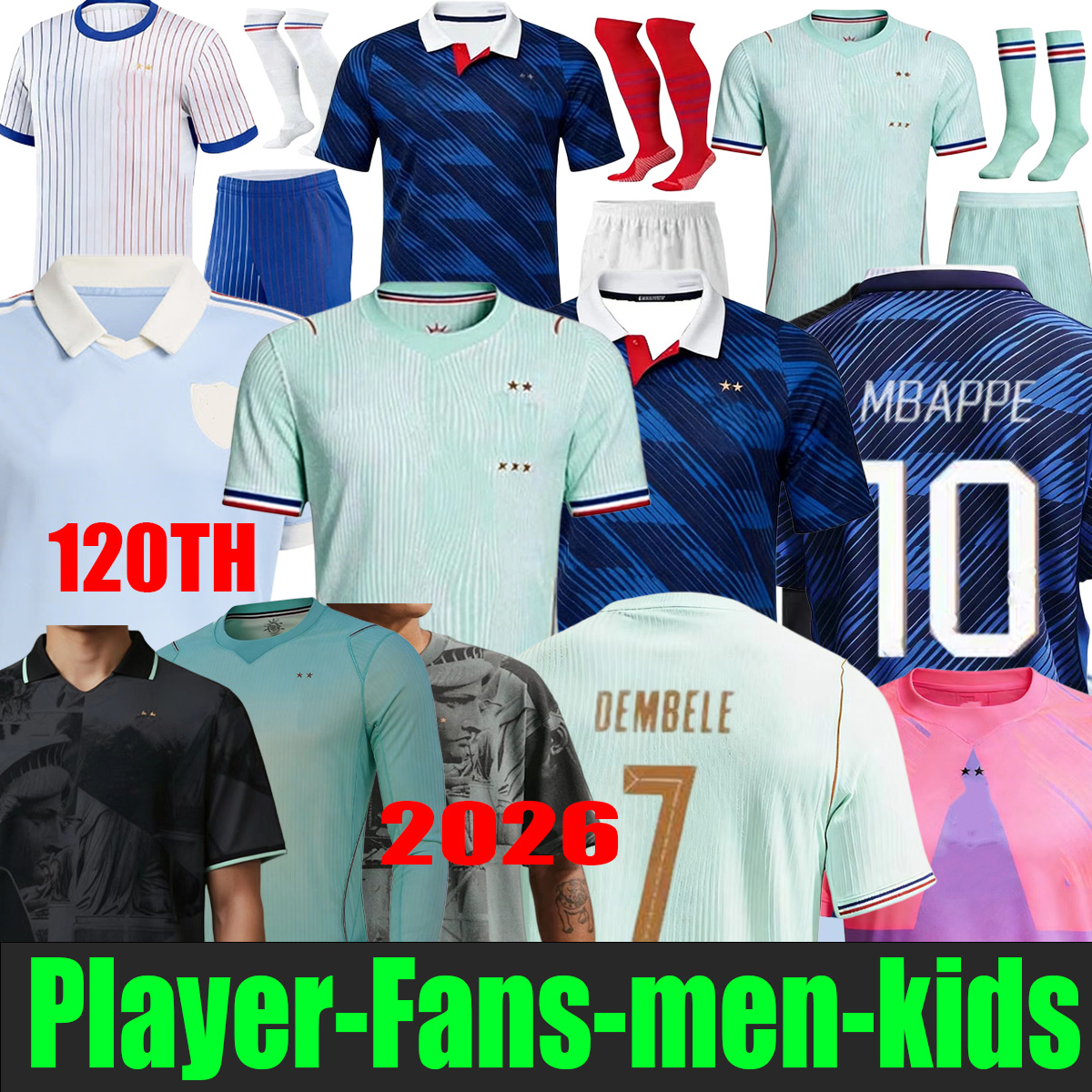 2026 120TH BENZEMA MBAPPE soccer jerseys player version120TH GRIEZMANN POGBA 2025 2026 French World Cup national team francia GIROUD fans KANTE Football shirts 888