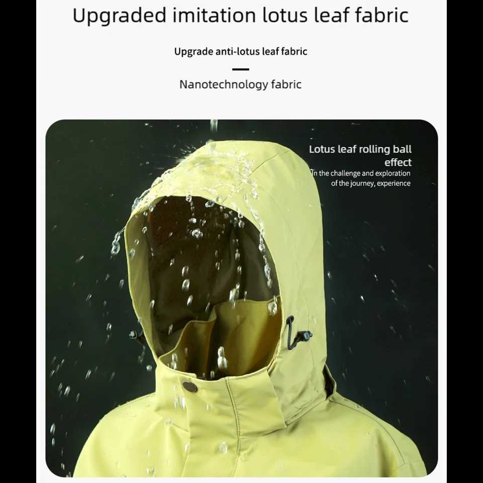 Upgraded Lotus Leaf Fabric Windbreaker - Mens Womens Lightweight Waterproof Loose Fit Hooded with Detachable Sleeve M260325