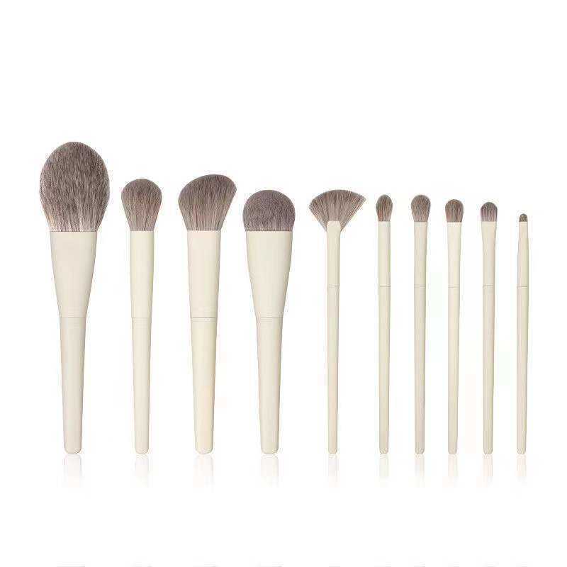 10-piece Zero Makeup Brush Set - Soft Synthetic Fiber Powder Brush, Highlight Brush, Portable Beauty Tools Set D260325