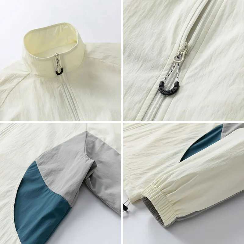 Unisex Hiking Women Patchwork Waterproof Wear-Resistant Camping s Male Outdoor Mountaineering Stand Collar Coats M260325