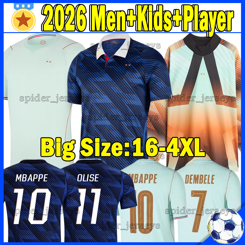 4XL France 2026 World Cup Soccer Jerseys 26 27 FrEnCh MBAPPE OLISE KOLO MUANI RABIOT Player version goalkeeper Long Sleeves Football Shirts Men Uniforms Kids Kits set