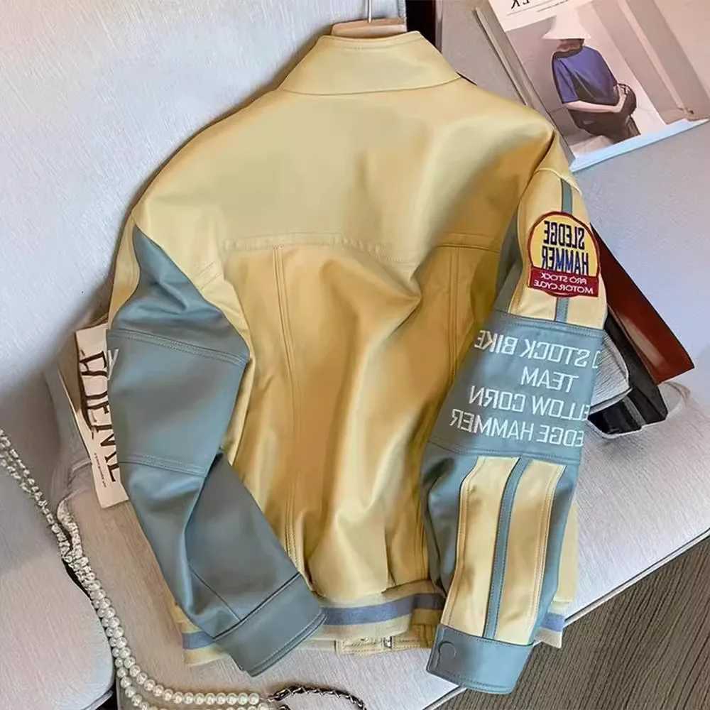 European and American Motorcycle Leather Jacket Unisex Embroidered Baseball Jacket Retro Imitation Leather Jacket C260325