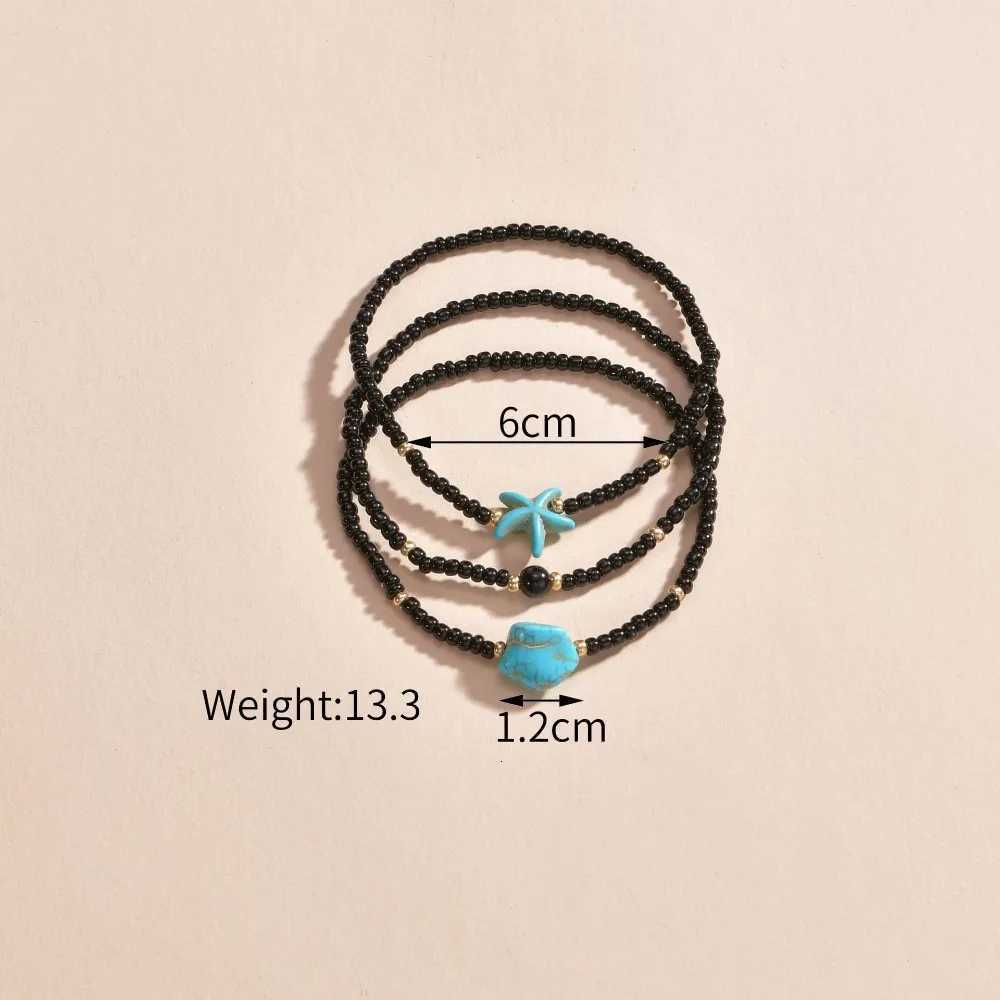 3pcs Set Bohemian Fashion Irregular Turquoise Starfish Rice Bead Elastic Anklets for Women Summer Beach Party Jewelry Sets Gift H260325 - view 7