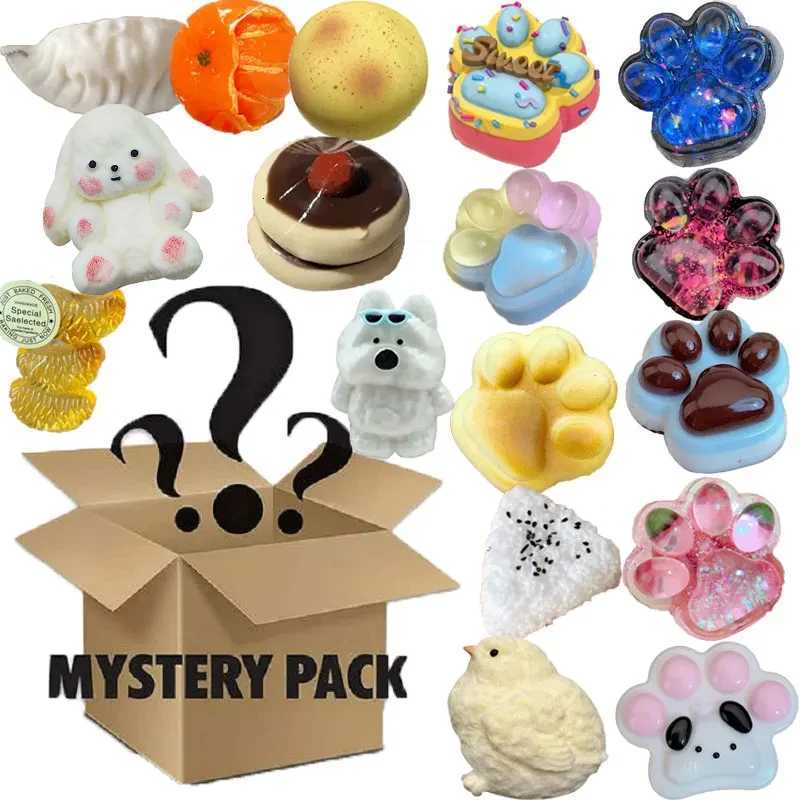 Blind Box Mystery Kawaii Cat Paw Mochi Squishy Simulated Food Fidget Toy Cute Squeeze Foot Toy Antistress Stress-Relief C260325 C260327