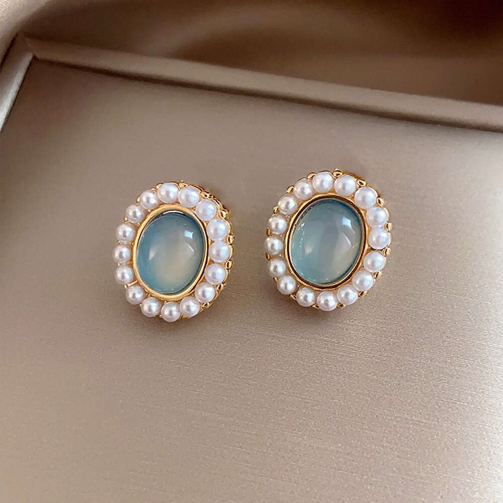 Earrings Exquisite Four Leaf Clover Turquoise Elegant High End Blue Crystal Geometric Simple Personality Earrings For Women Jewlery Designer For Women - view 7