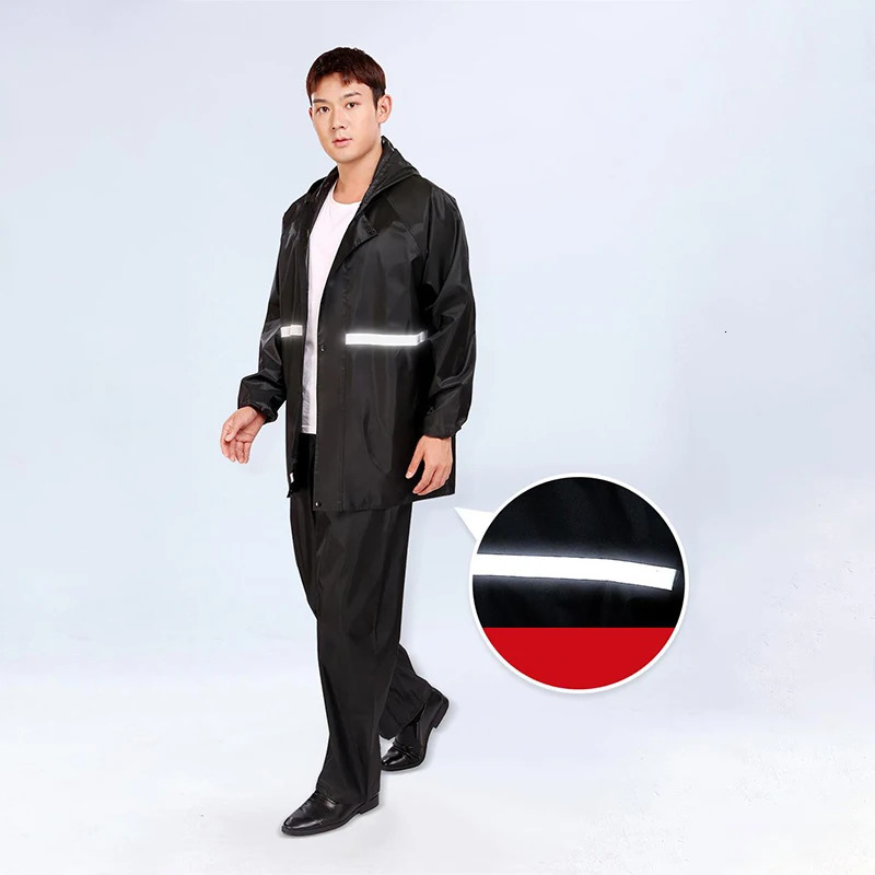 2pcs Hooded Coat Pant Rain Suit For Women Men Outdoor Waterproof Rain Gear With Reflective Strip Motocycle Riding Raincoat 260324 - view 5