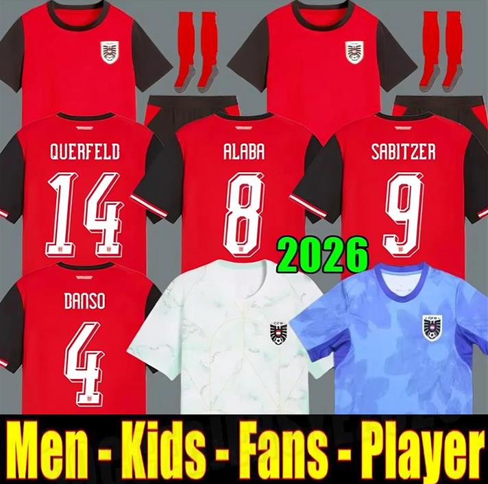 2026 Austria soccer jerseys Home away 26 27 ALABA GREGORITSCH DANSO SEIWALD ARNAUTOVIC SABITZER QUERFELD LAIMER national team football shirt men kids Uniform