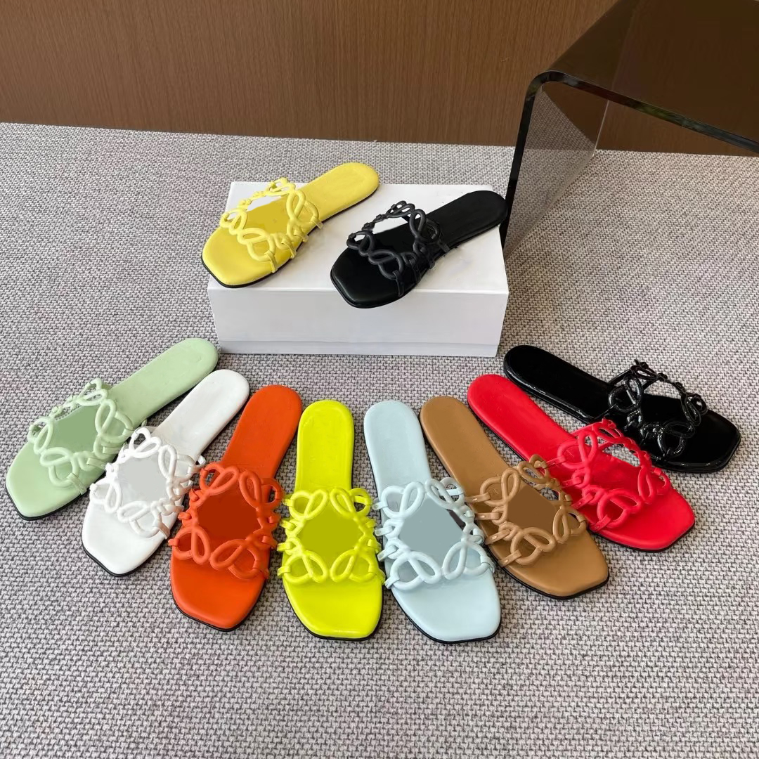 Petal Anagram slides Women Soft Flat Sandals Mule Luxury Brands Shoes Woman Summer Customized Flip Flops Slippers Leather Slides
