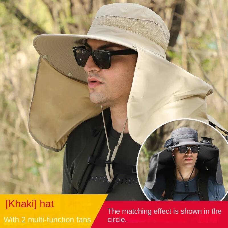 Fisherman Sombrero Summer Men Outdoor Fan Cap multi-purpose Rechargeable Wind Power Hat Brim Mountaineering Big ddmynov