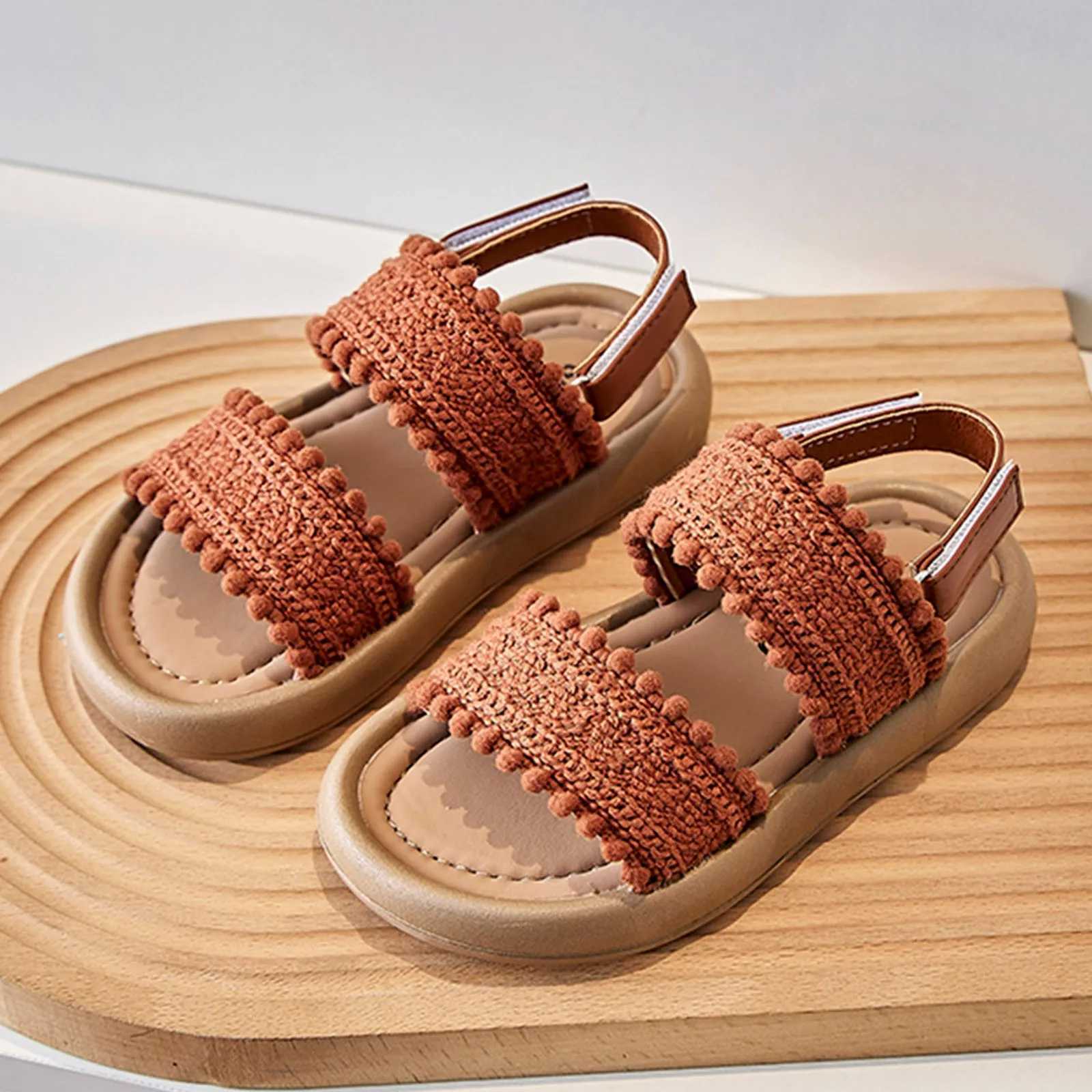 Girls Princess Sandles Summer Girls Big Kids Beach Sandals Shoes Kids Soft Soled Casual Fashion Knitted Shoes For Girl Size 2T260321