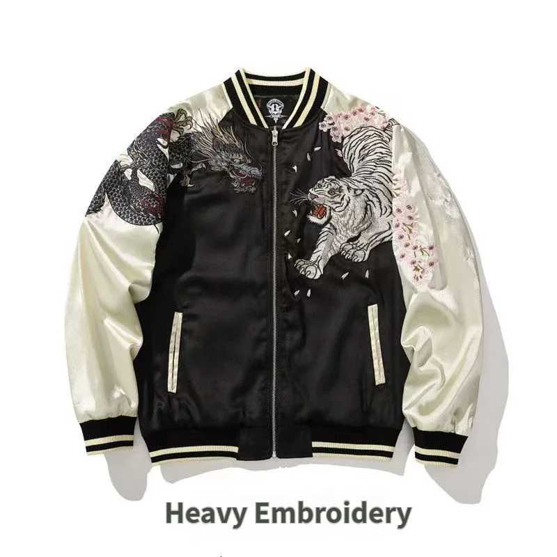 Mens Jacket Harajuku Chinese Style Streetwear Four Beast Embroidery Baseball Coat Loose Fit Color Block Youth Casual Retro Trend C260325