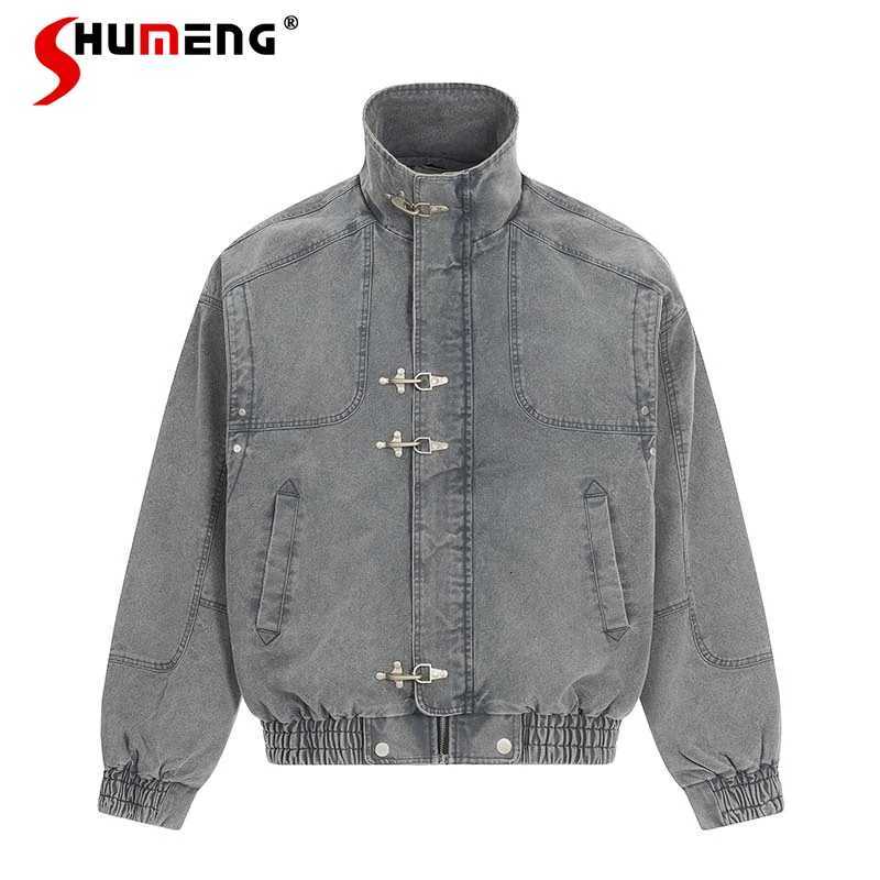 2026 Spring New Loose Comfort Jackets Men Women Trendy Creative Airplane Buckle Zipper Stand Collar Jackets Handsome Chic Coats C260325