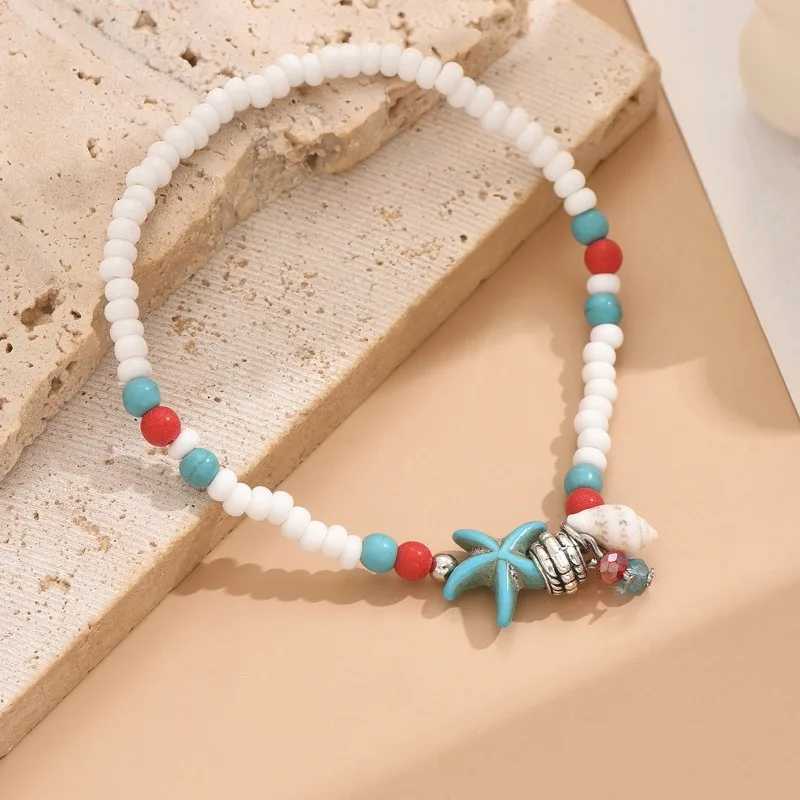 Bohemian Metal Shell Starfish Simulated Pearl Chain Anklet Set for Women Stackable Anklet Barefoot Beach Jewelry Gift H260325 - view 5