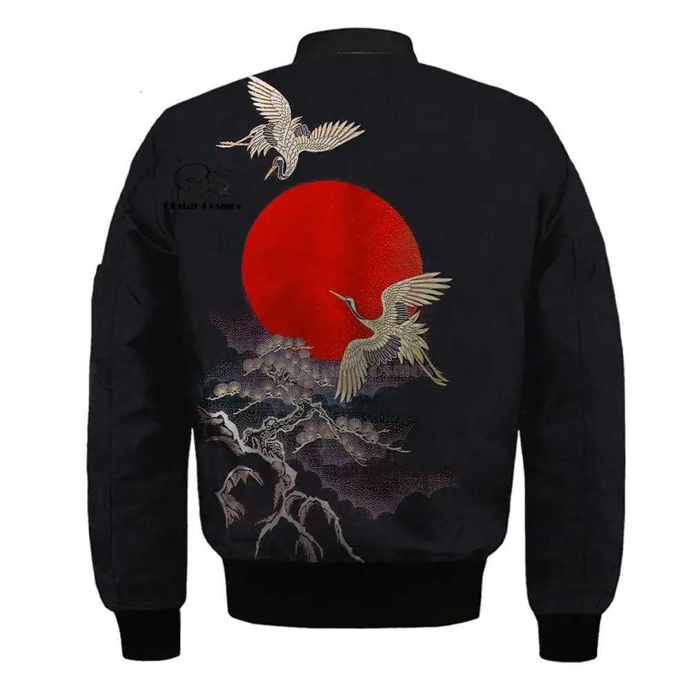 China Red-crowned crane art 3D Mens bomber jackets Hoodie Men Women New Fashion Zipper Hooded Long Sleeve Pullover Style C260325