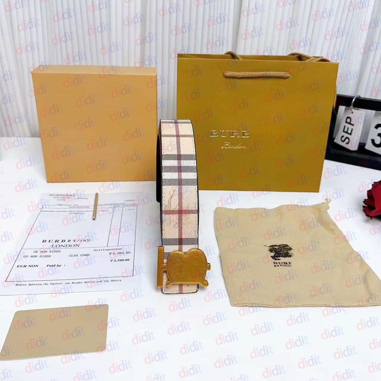 designer belts men BURDERRY belt Mens Luxury Belt British plaid B desginer women Luxe Silver Buckles Striped Double Sided Casual Style Papercut Width B Belt