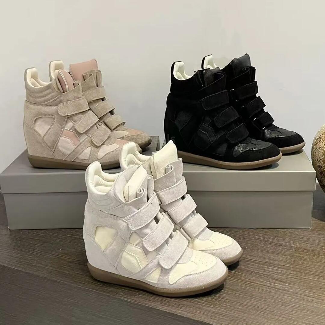 Deisgner Brand Isabel Hot Sale-Black Genuine Leather Winter Boots Bekett Leather-Trimmed Suede Wedge Sneakers Fashion Show New Shoes Size 35-42