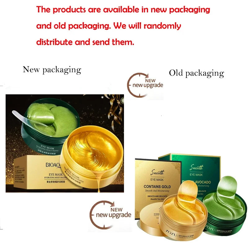 60PCS/120 PCS Eye Mask Avocado Gold Moisturize Firming Improve Eye Bags Eye Patches Anti Eye Patches for Dark Circles 260318