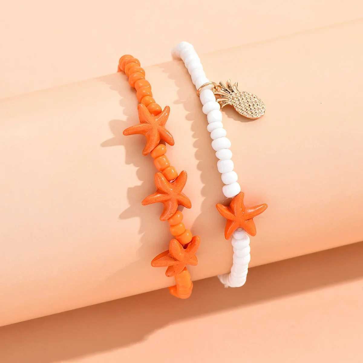 2024 New Boho Starfish Stone Beaded Double Layer Anklets for Women Charm Pineapple Pendant Summer Beach Jewelry Accessories Gift H260325 - view 4