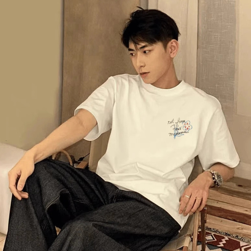 White T-Shirts for Men Men's Tees Polos Men Women Cotton Tees Letter Printing Short Sleeve Mens Clothing Daily Outfit Men's Clothing Free Sh