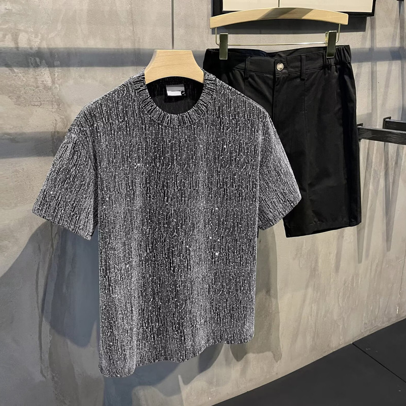 Men's Tees Polos Trendy Summer Loose Five-Point Sleeve New Style Fashion Simple Printed Top Unisex Home Casual Men's Clothing Free Shipping