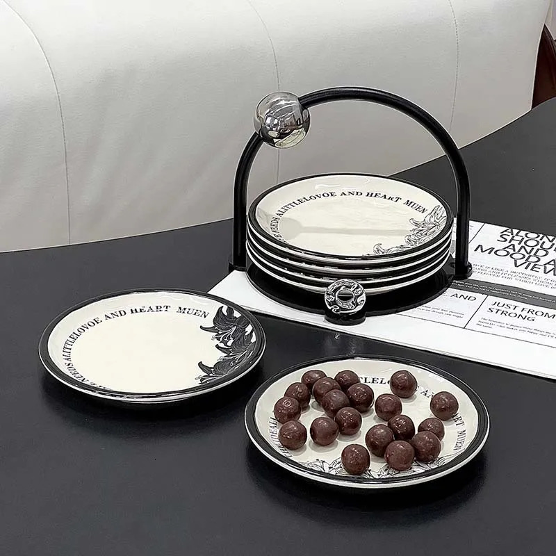 Ceramic Bone Dish Set Ink Painting Design Small Fruit Plate Multi Purpose Household Gift