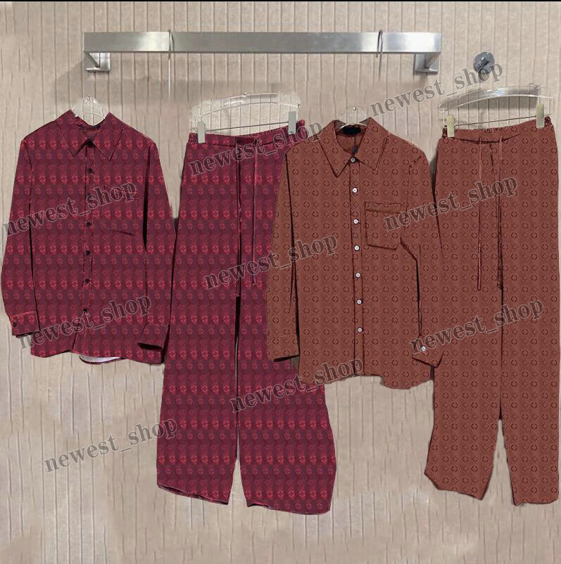 Designer womens two Piece Pants luxury long sleeve shirts letter print skirts suit ladies breathable sportsuits patchwork trousers orange red