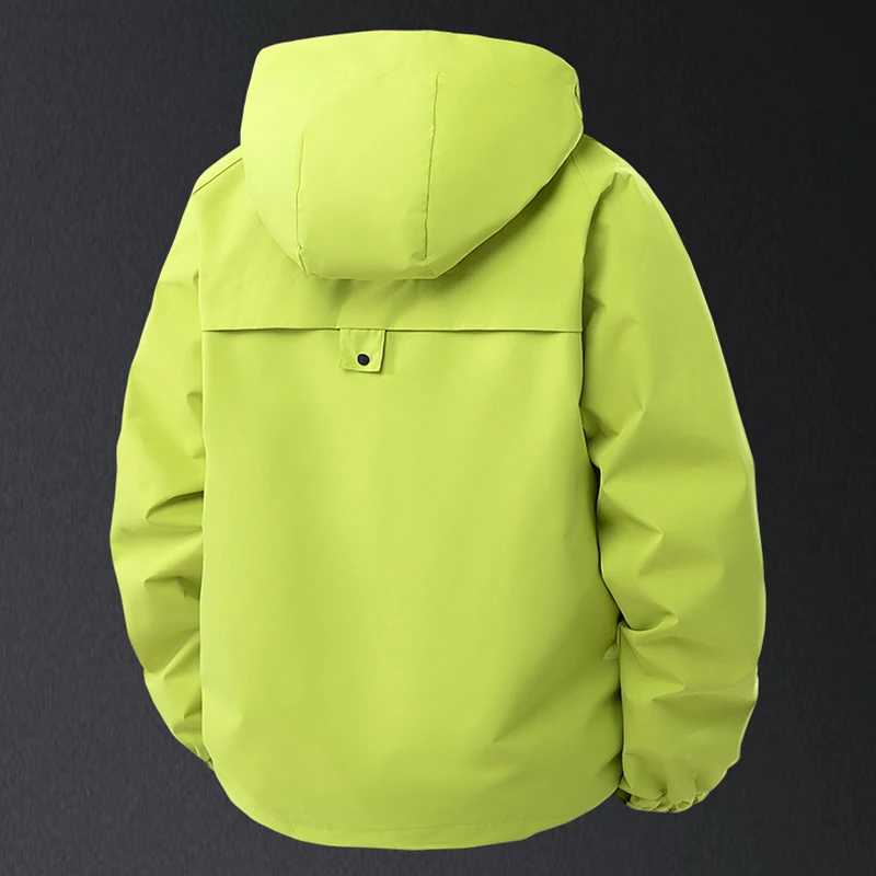 Spring Autumn Mens Outdoor Hooded Windbreaker Waterproof Mountain Skiing Hiking Camping Multiple Pockets Zipper M260325