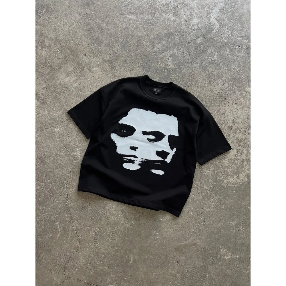 American Super Cool Pistol Pattern Printed Oversized T-shirt Womens Y2K Street Hip Hop Harajuku Loose Hooded Short Sleeve 260321