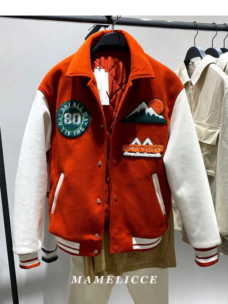 MAMELICCE Original design American vintage embroidered jacket fall and winter mens woolen clip baseball jackets Mens Clothing C260325
